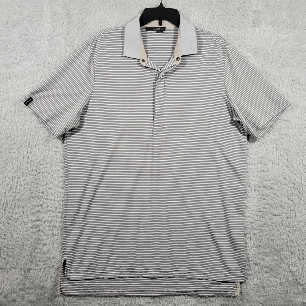 RLX Ralph Lauren Mens Large Striped Polo Shirt‎ Short Sleeve Golf